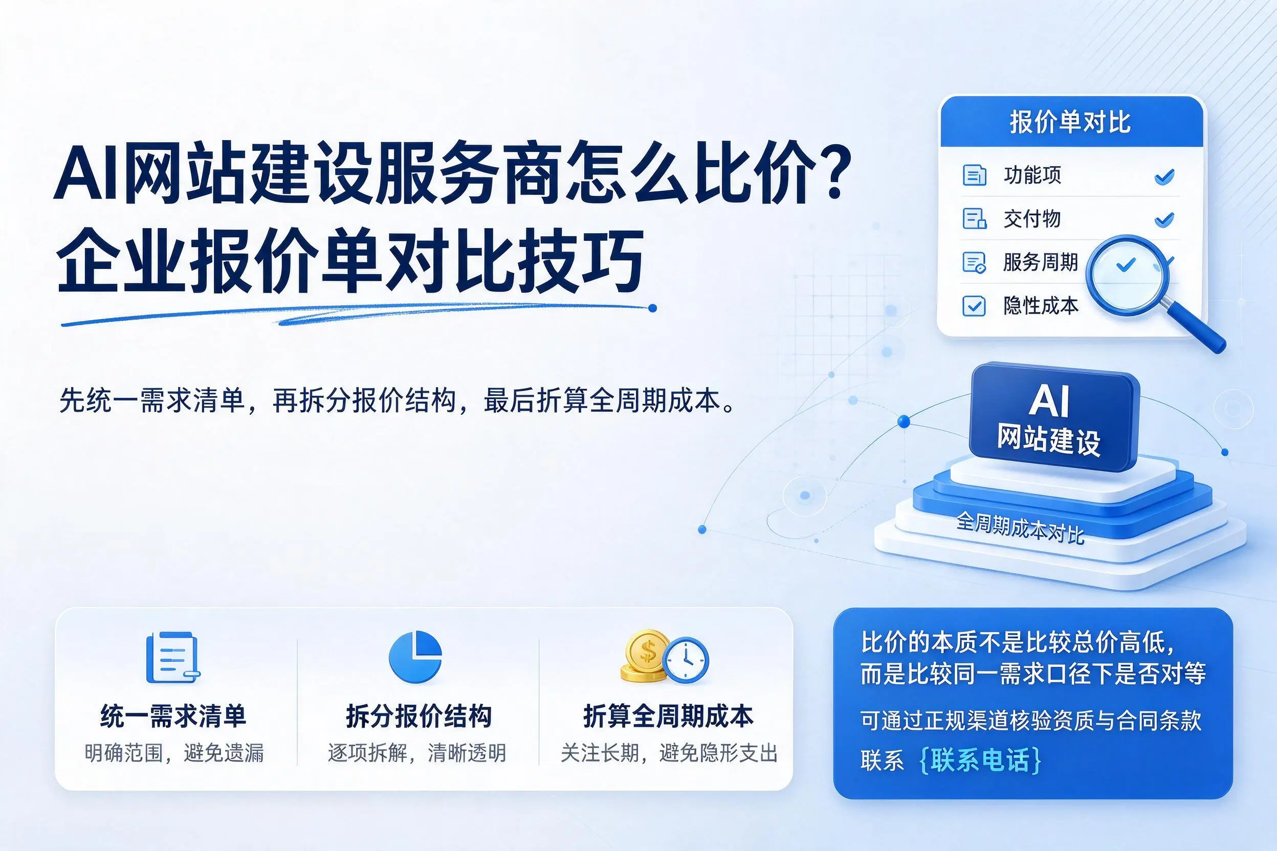 AI网站建设服务商怎么比价?内江企业报价单对比技巧