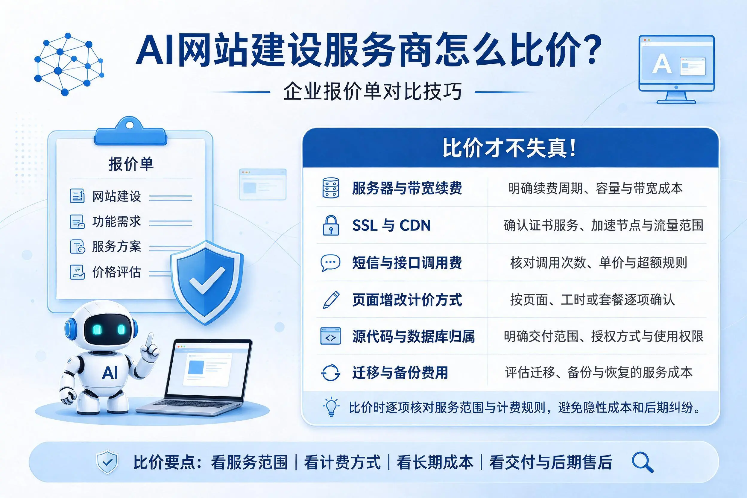 AI网站建设服务商怎么比价?内江企业报价单对比技巧