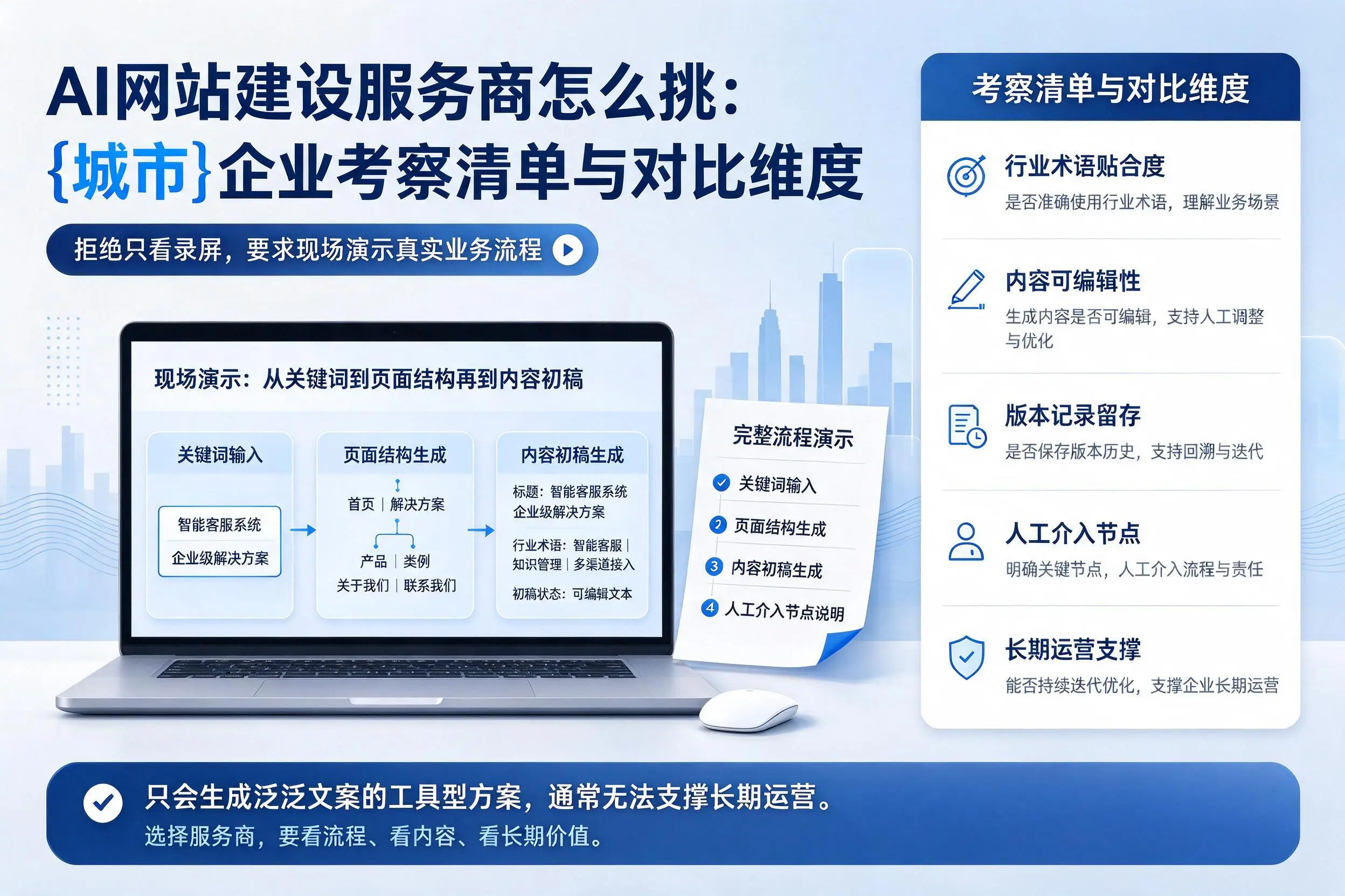 AI网站建设服务商怎么挑：内江企业考察清单与对比维度